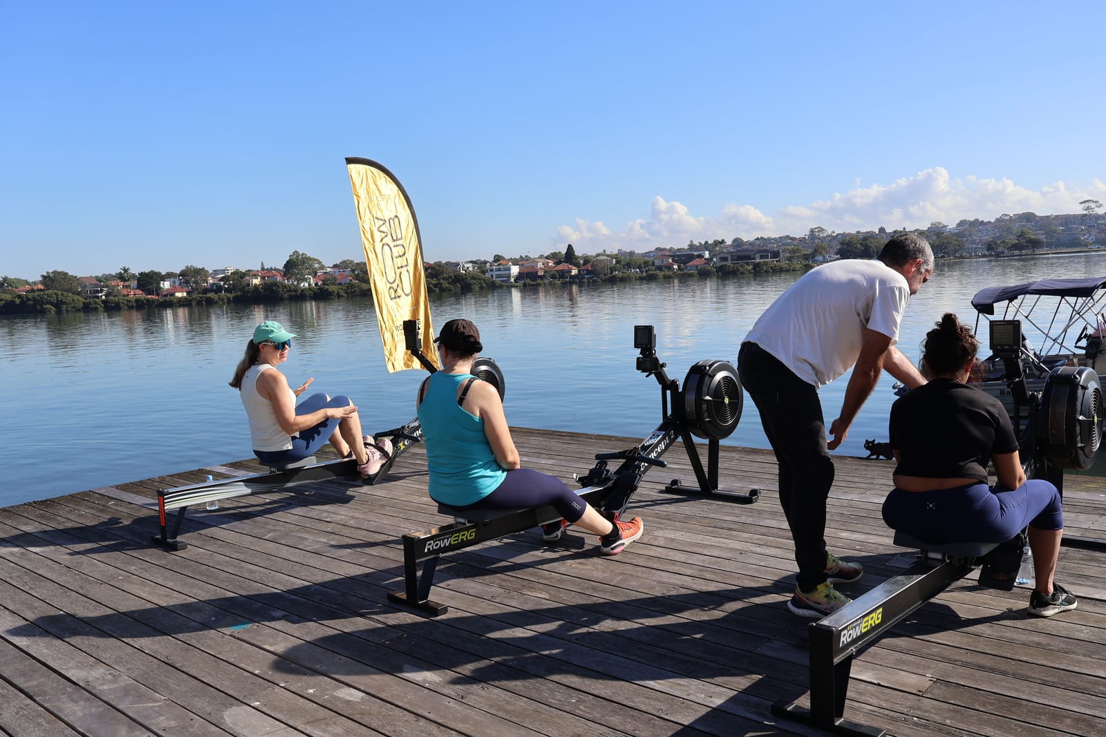 Row Nation community training together on rowing machines